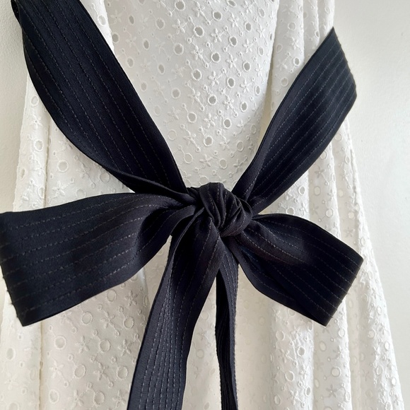 Madewell One-Shoulder White Lace Ruffle Dress with Black Silk Belt Size XS - Picture 5 of 11